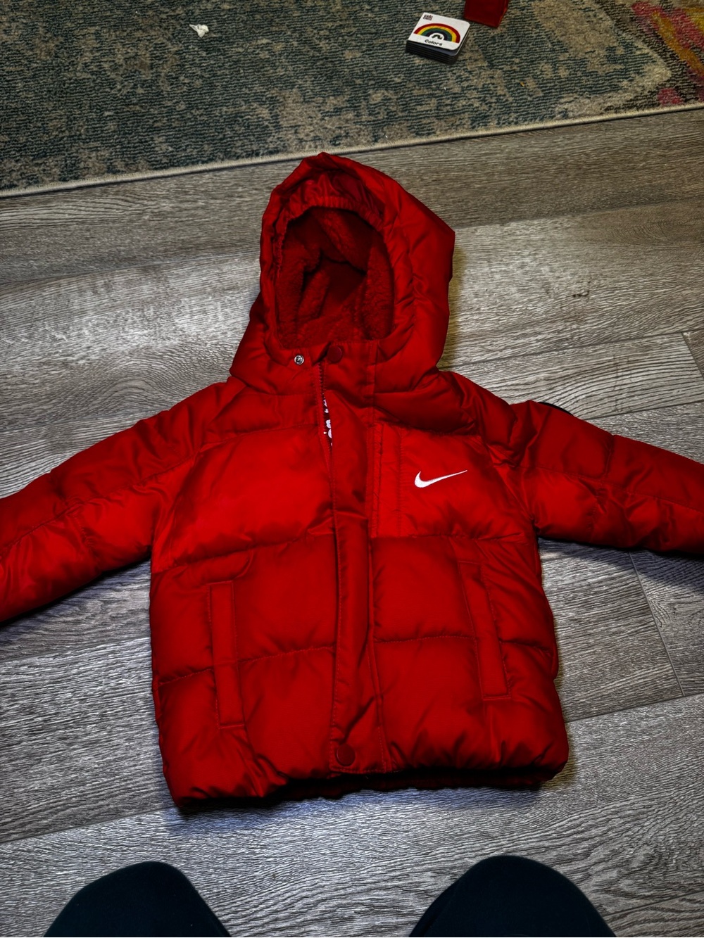 Like New Nike Kids Red Puffer Jacket with Hood 3T